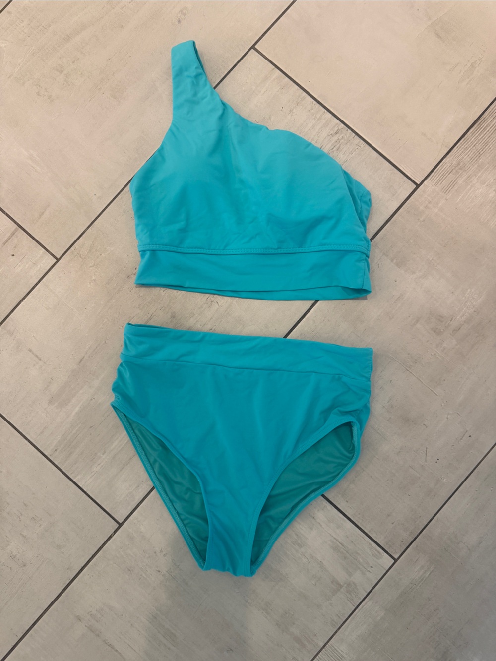 Women’s Teal High-Waist Two-Piece Swim Set size S